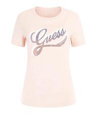 GUESS SHADED Tricou din bumbac cu decolteu roz calm - tricou - 3