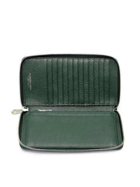 TIFFANY Portofel mare cu fermoar din piele verde inchis - Portofele femei