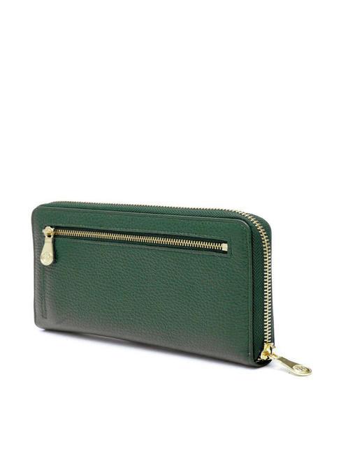 TIFFANY Portofel mare cu fermoar din piele verde inchis - Portofele femei