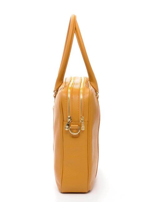 TIFFANY Servieta din piele cu 2 fermoare, suport laptop de 15". muştar - Serviete birou