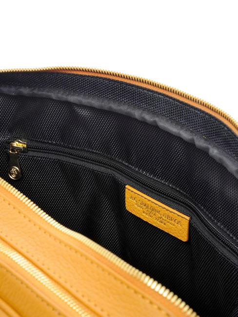 TIFFANY Servieta din piele cu 2 fermoare, suport laptop de 15". muştar - Serviete birou