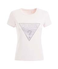GUESS TRIANGLE CRYSTAL LOGO Tricou din bumbac cu strasuri roz cu cheie redusă - tricou - 3