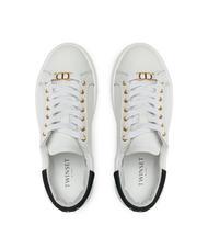 TWINSET METALLIC LOGO Tenisi din piele optic/negru - Pantofi femei - 5