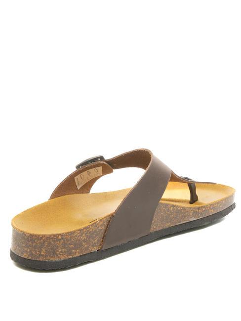 VEGA Flip-flops din piele intoarsa maro inchis - Pantofi femei