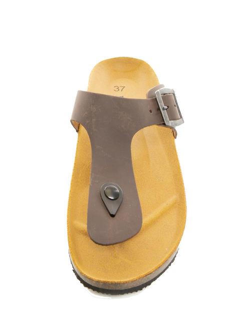 VEGA Flip-flops din piele intoarsa maro inchis - Pantofi femei