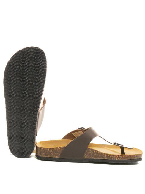 VEGA Flip-flops din piele intoarsa maro inchis - Pantofi femei