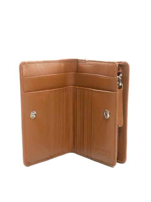 BASIC Portofel mediu din piele BROWN - Portofele femei
