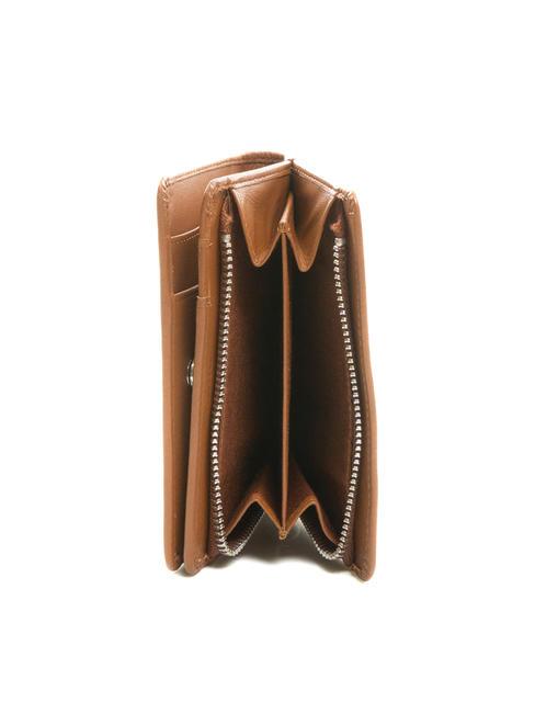 BASIC Portofel mediu din piele BROWN - Portofele femei