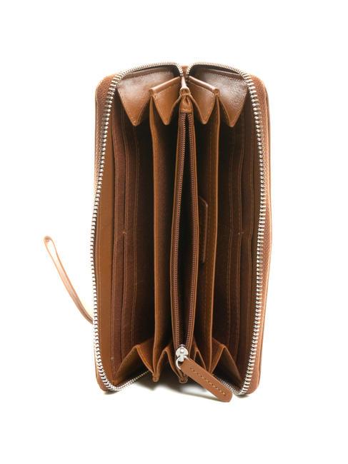 BASIC Portofel din piele cu fermoar BROWN - Portofele femei