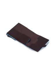 PIQUADRO BLUE SQUARE Suport card de credit din piele si metal MAHOGANY - Portofele bărbați - 3
