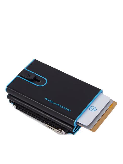 BLUE SQUARE Portofel din piele cu sistem de alunecare negru - Portofele bărbați