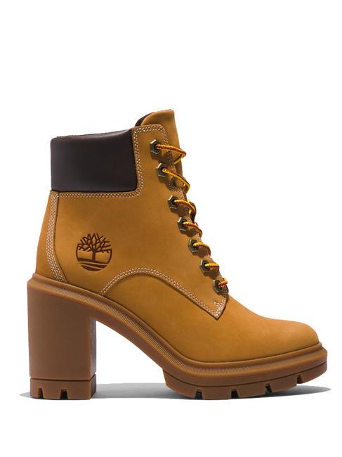 ALLINGTON Botine cu siret cu toc din nubuc grâu - Pantofi femei