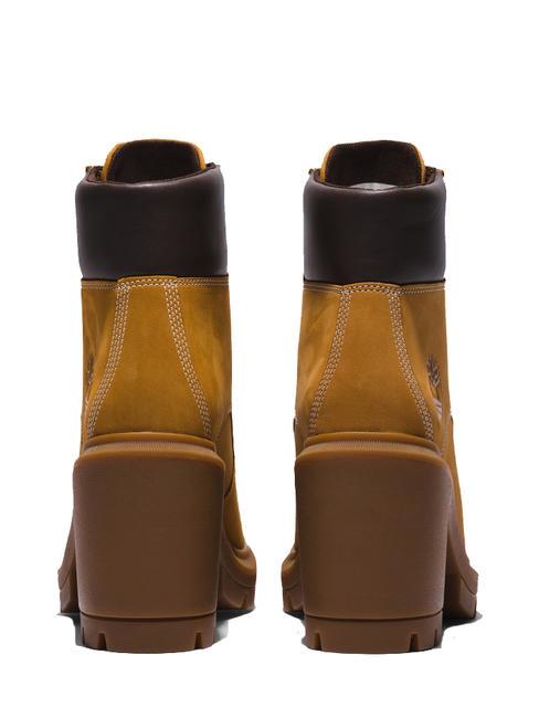 ALLINGTON Botine cu siret cu toc din nubuc grâu - Pantofi femei