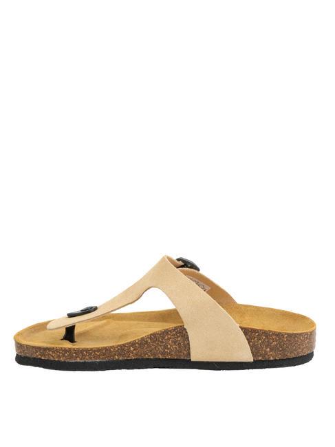 VEGA Sandale tanga din piele intoarsa taupe - Pantofi femei
