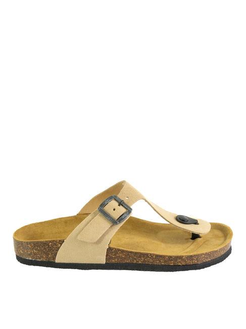 VEGA Sandale tanga din piele intoarsa taupe - Pantofi femei