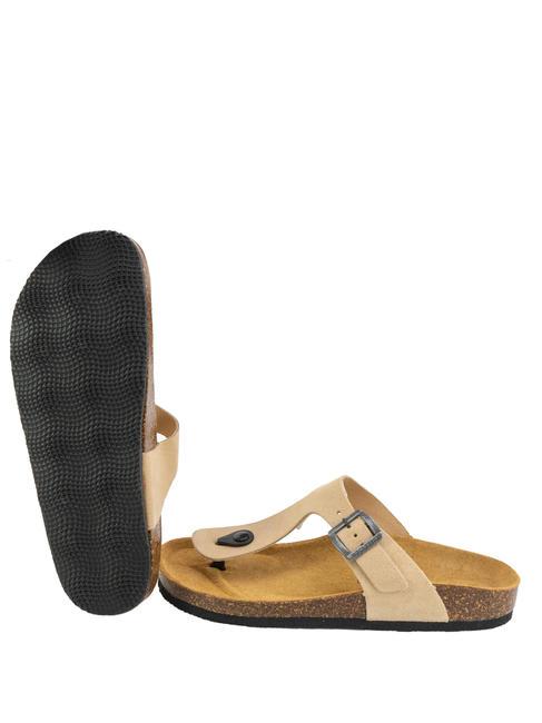 VEGA Sandale tanga din piele intoarsa taupe - Pantofi femei