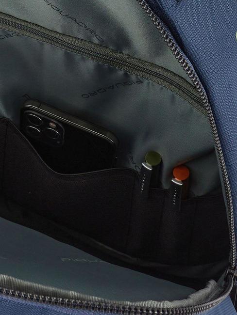 WOODY Rucsac din piele și material textil pentru computer de 15,6". albastru - Rucsacuri pentru laptop