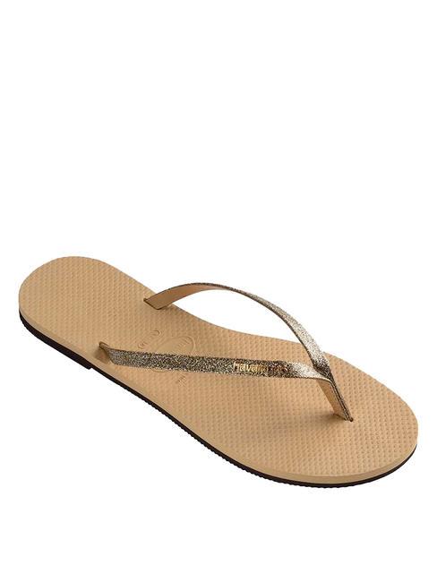 YOU GLITTER Papuci flip-flop de aur - Pantofi femei