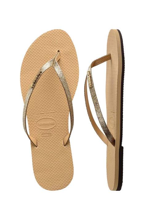 YOU GLITTER Papuci flip-flop de aur - Pantofi femei