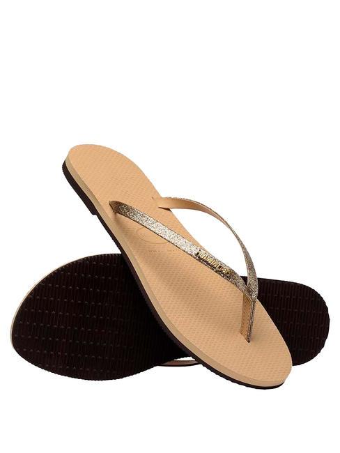 YOU GLITTER Papuci flip-flop de aur - Pantofi femei