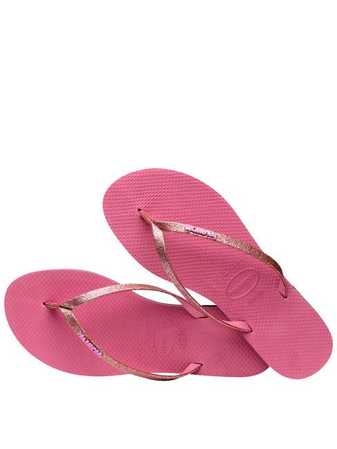 YOU GLITTER Papuci flip-flop trandafir de catifea - Pantofi femei