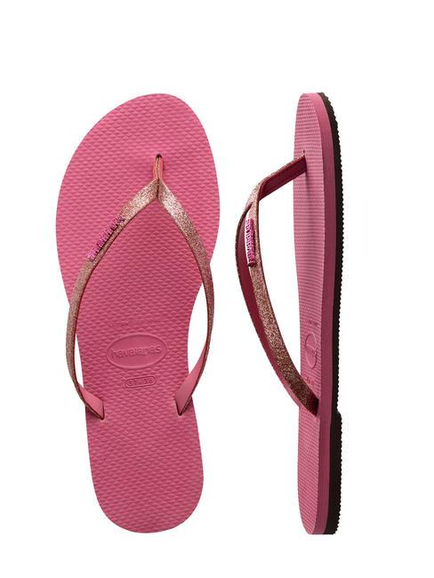 YOU GLITTER Papuci flip-flop trandafir de catifea - Pantofi femei
