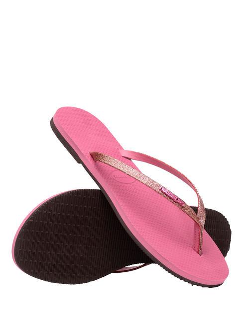 YOU GLITTER Papuci flip-flop trandafir de catifea - Pantofi femei