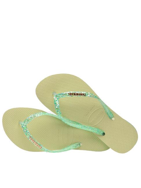 SLIM GLITTER FLOURISH Slapi de cauciuc gradina verde - Pantofi femei