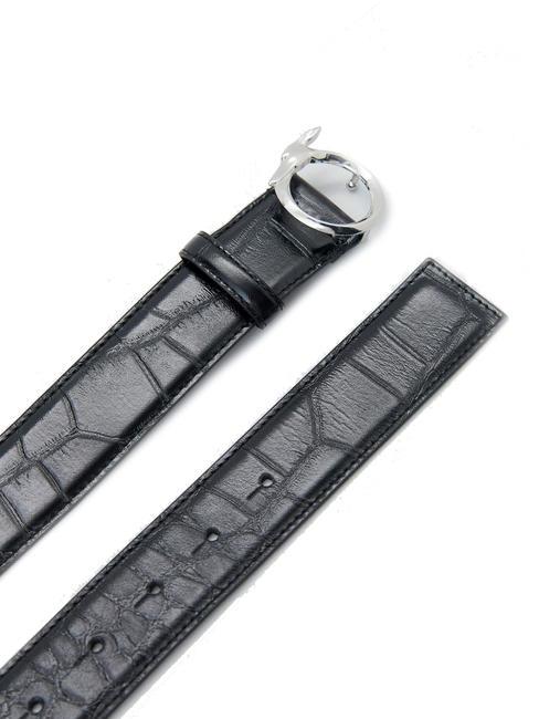 GREYHOUND  Curea cu imprimeu croc BLACK - Curele