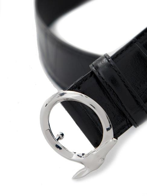 GREYHOUND  Curea cu imprimeu croc BLACK - Curele