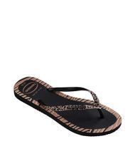 HAVAIANAS SLIM ANIMALS Papuci flip-flop BLACK - Pantofi femei - 2