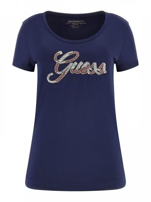 SCRIPT Tricou cu scris cu sclipici albastru &icirc;nnegrit - tricou