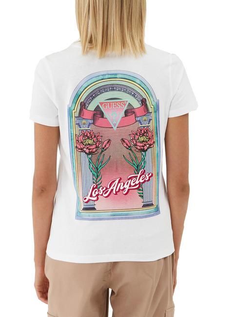 LOS ANGELES Tricou cu imprimeu pe spate flori albe - tricou