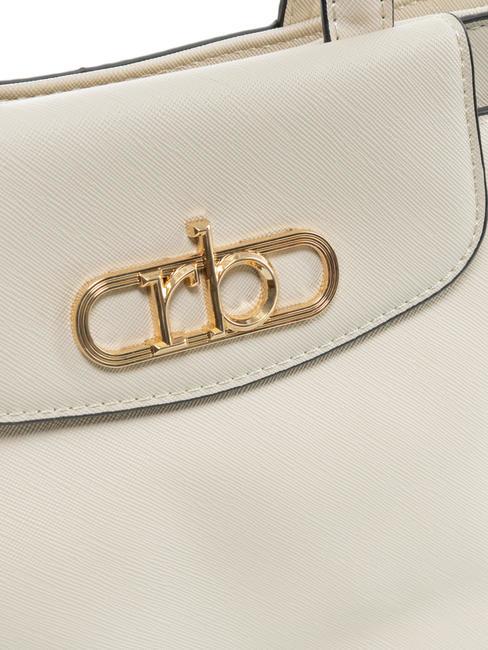 LUCE Geantă tote cu curea de umăr și logo metalic aproape alb - Genți femei