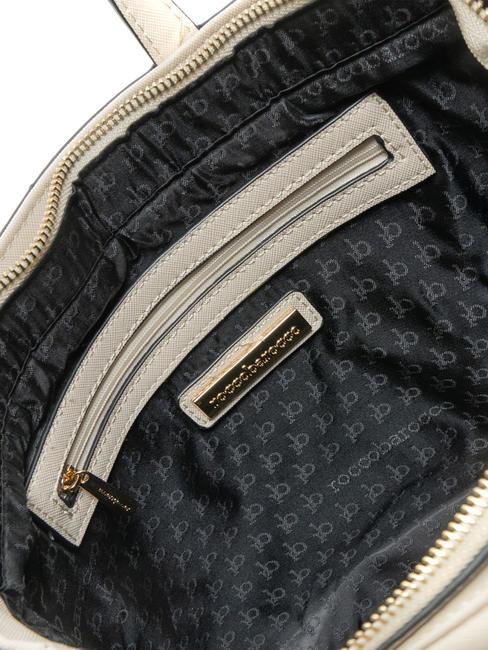 LUCE Geantă tote cu curea de umăr și logo metalic aproape alb - Genți femei