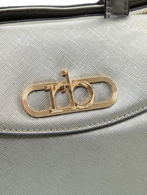 LUCE Geantă tote cu curea de umăr și logo metalic gri metalic - Genți femei