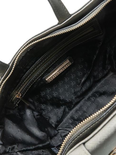 LUCE Geantă tote cu curea de umăr și logo metalic gri metalic - Genți femei