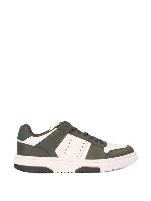 TOMMY JEANS Leather Cupsole Tenisi din piele verde peltru/ecru - Pantofi bărbați