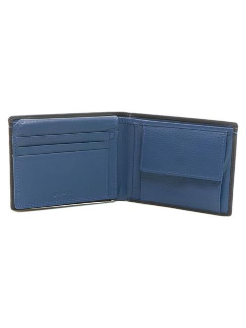 COLOR WALLET Portofel din piele, cu portmoneda negru/bleumarin - Portofele bărbați