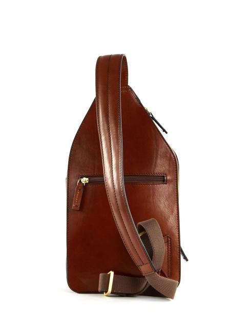 STORY UOMO Rucsac cu un singur umar din piele BROWN - Rucsacuri pentru școală și timp liber