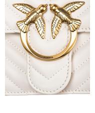 PINKO CLASSIC LOVE ONE Geanta din piele Nappa mătase alb-aur antic - Genți femei - 4