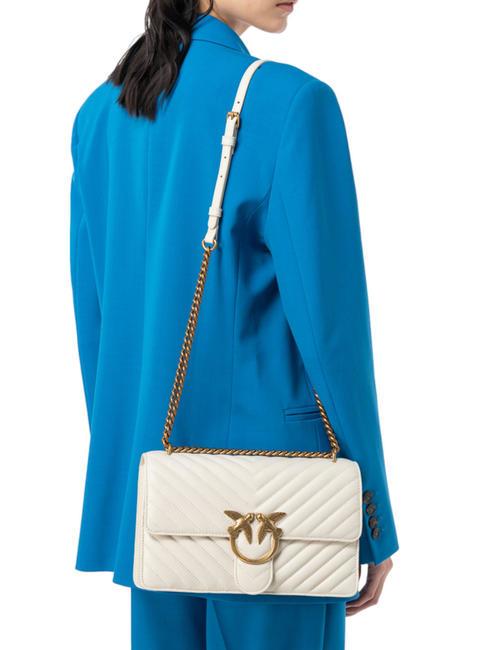 CLASSIC LOVE ONE Geanta din piele Nappa mătase alb-aur antic - Genți femei