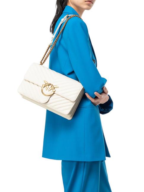 CLASSIC LOVE ONE Geanta din piele Nappa mătase alb-aur antic - Genți femei