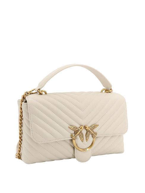CLASSIC LADY LOVE BAG geanta chevron mătase alb-aur antic - Genți femei