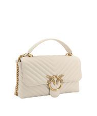 PINKO CLASSIC LADY LOVE BAG geanta chevron mătase alb-aur antic - Genți femei - 2