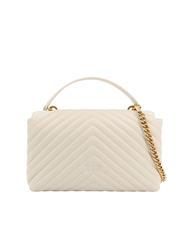 PINKO CLASSIC LADY LOVE BAG geanta chevron mătase alb-aur antic - Genți femei - 3