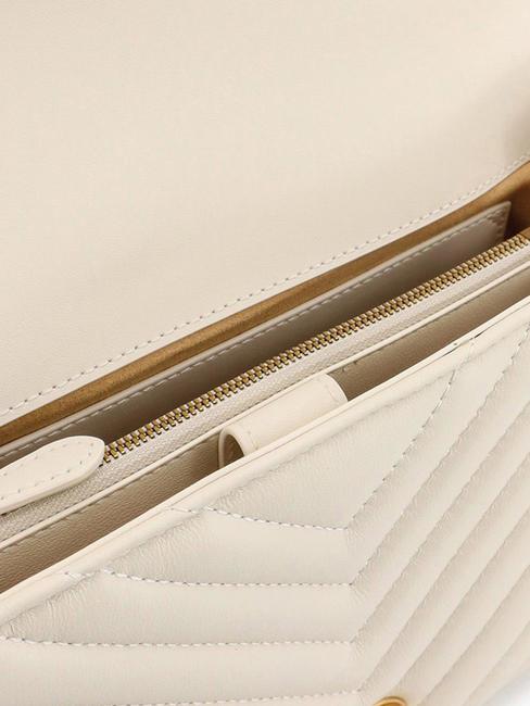 CLASSIC LADY LOVE BAG geanta chevron mătase alb-aur antic - Genți femei