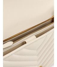 PINKO CLASSIC LADY LOVE BAG geanta chevron mătase alb-aur antic - Genți femei - 4