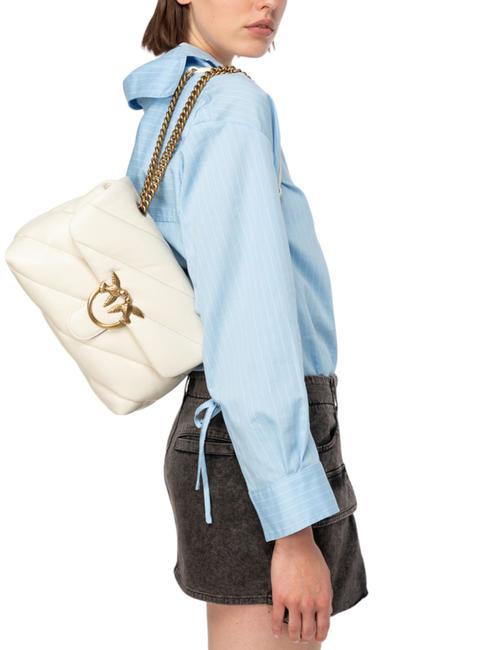 CLASSIC LOVE PUFF Geanta din piele Nappa mătase alb-aur antic - Genți femei