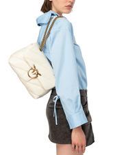 PINKO CLASSIC LOVE PUFF Geanta din piele Nappa mătase alb-aur antic - Genți femei - 7